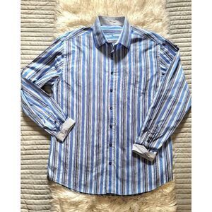 TailorByrd Striped Button Down Shaped Fit Dress Shirt, Mens XXL